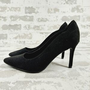 New Marc Fisher Pointed Toe Black Suede Slip On Pumps E961